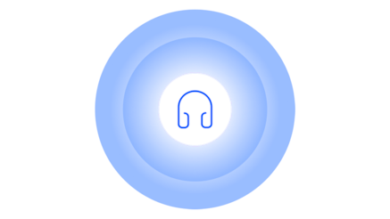 Headphones icon set within concentric circles