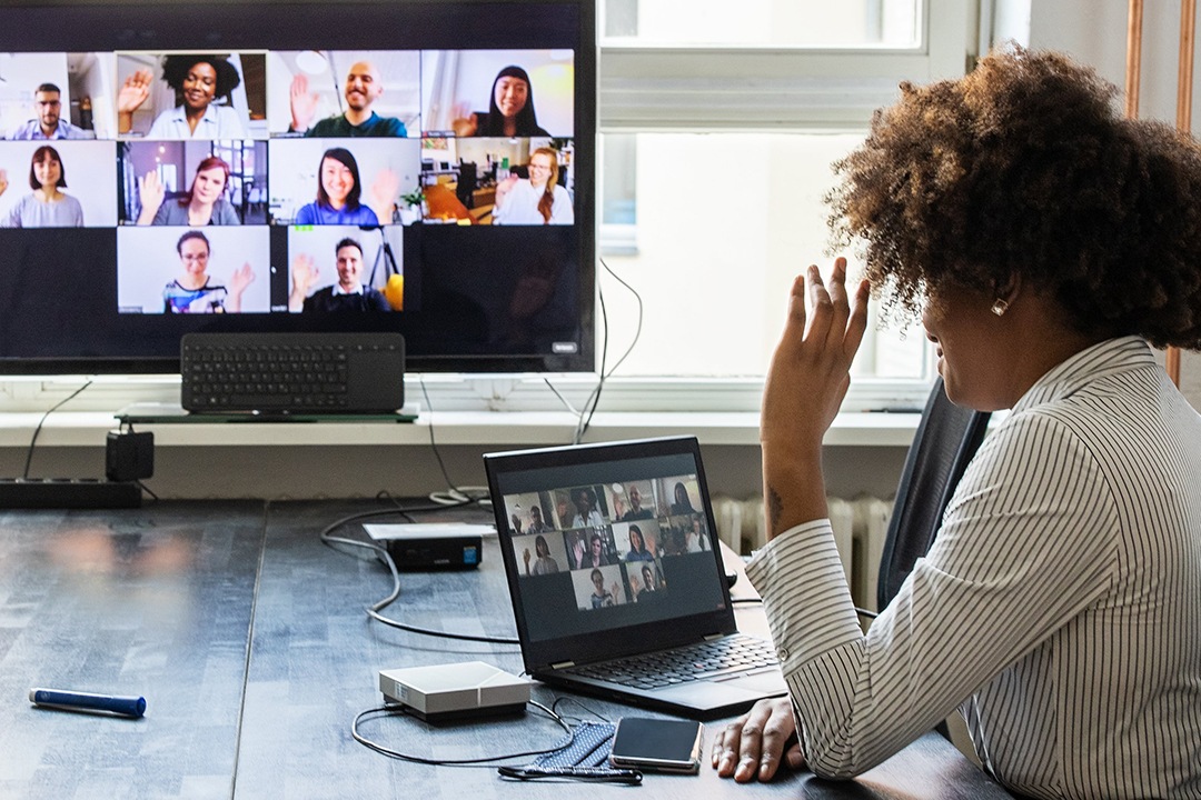 women on video call
