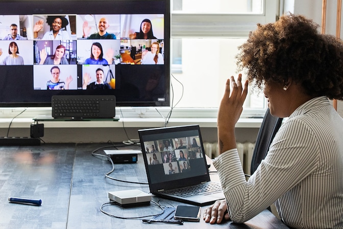 women on video call