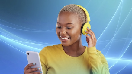 girl with mobile and headphone