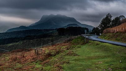 hill side roads and clouds