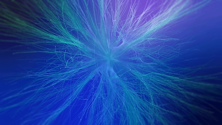 Splayed fiber optic cables viewed straight on