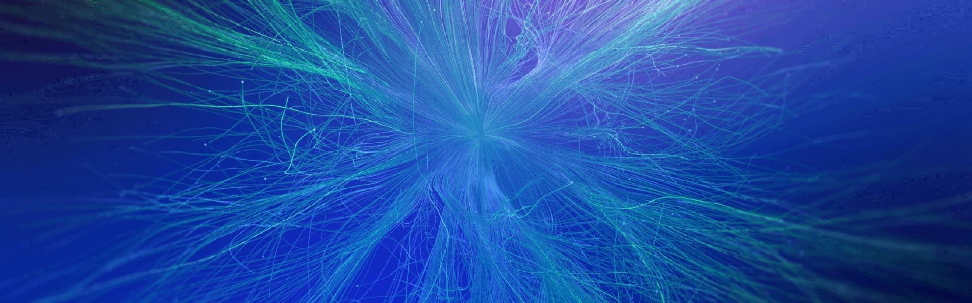 Splayed fiber optic cables viewed straight on