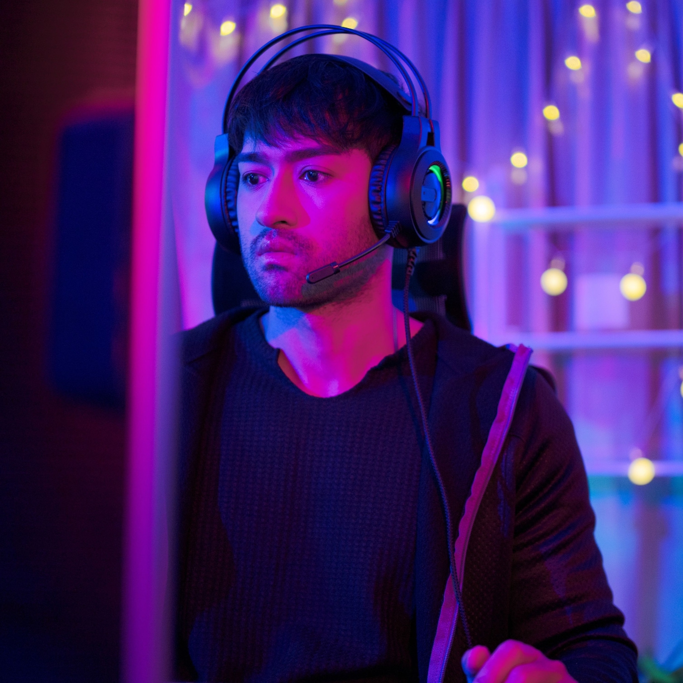 A person working on the computer