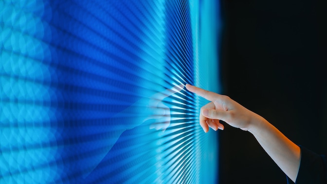 Finger touching screen