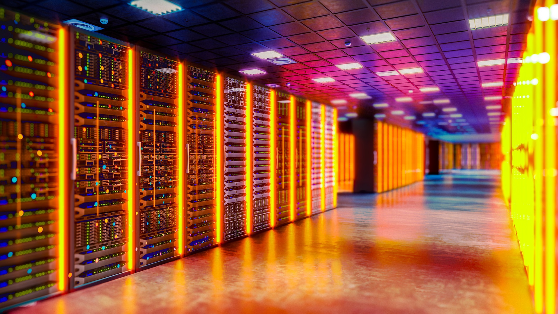 Server cabinets in data center