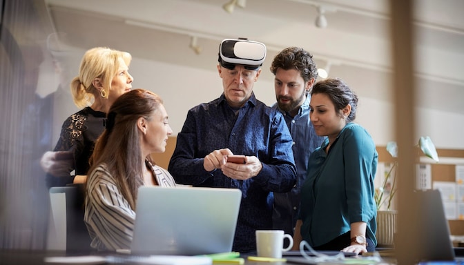 Employees working together