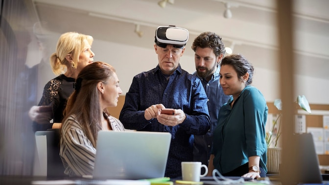 Employees working together