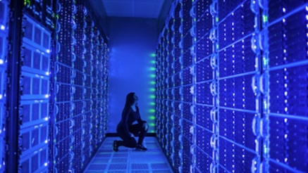 lady in server room