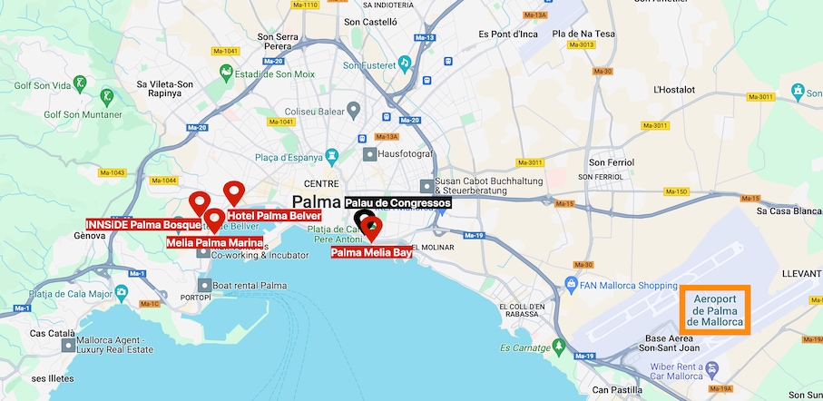 palma hotel map