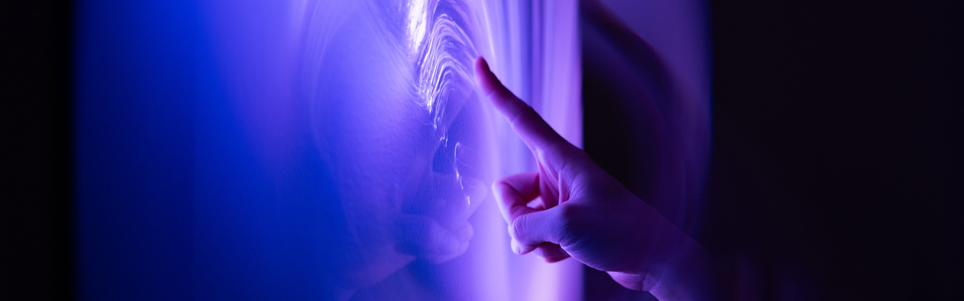 Finger touching screen