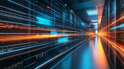 Server room with lights