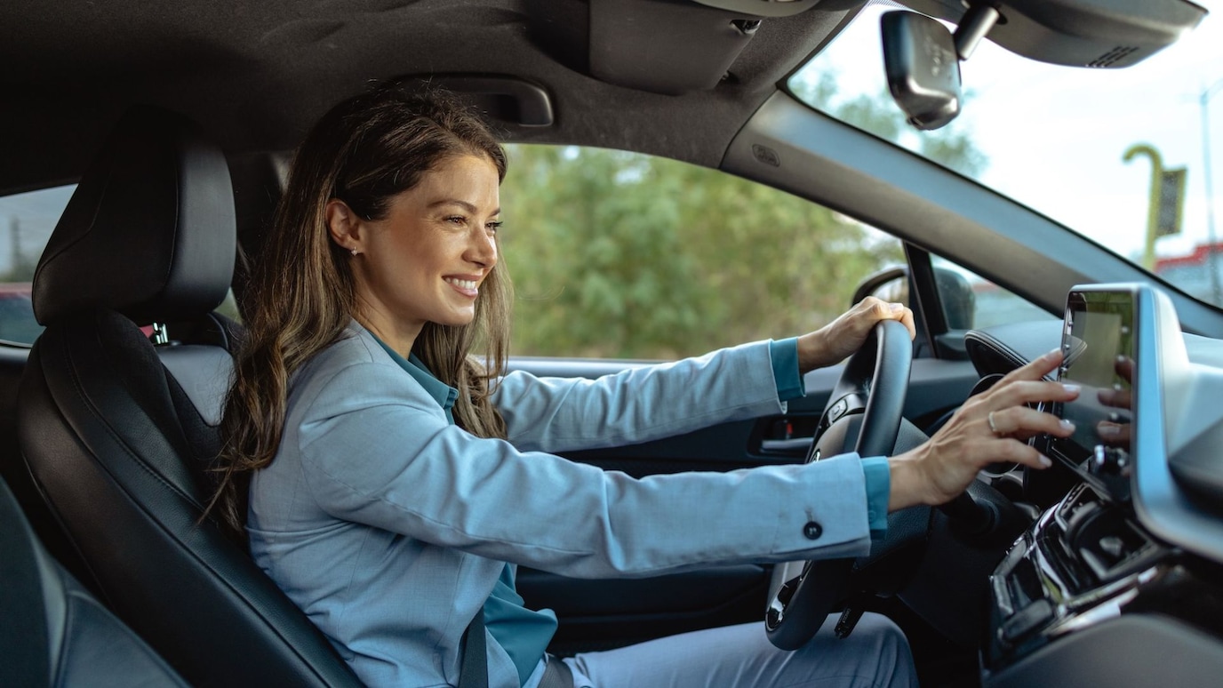 Woman driving a car