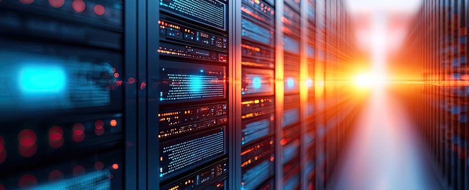 Server room with lights