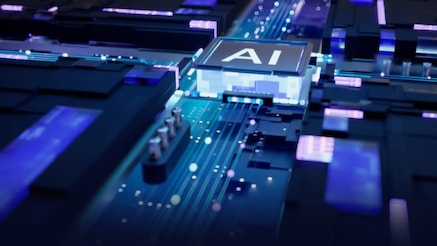 Illustration of AI chip on circuit board