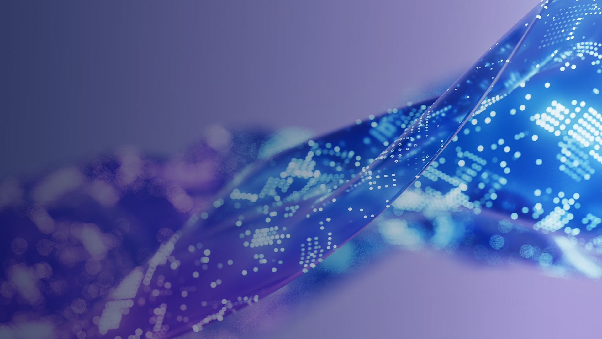 Abstract blue digital wave with glowing data points, futuristic technology background representing data flow and connectivity