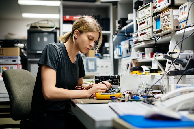 Young person working in a lab
