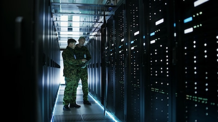 soldiers in server room