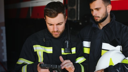 firemen using a rugged wireless device