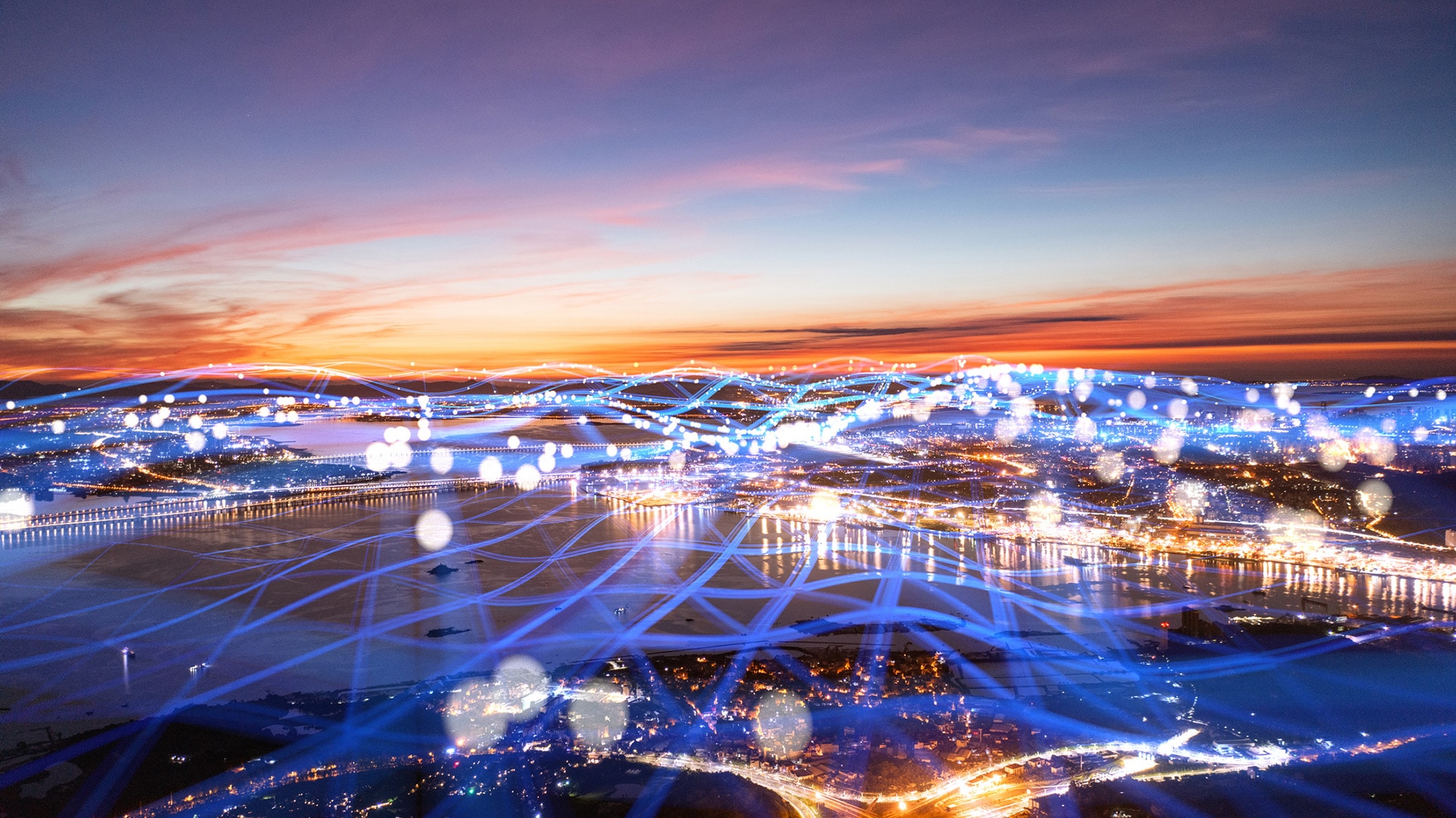 city view in evening