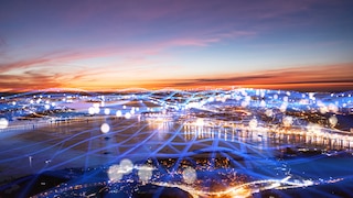 city view in evening