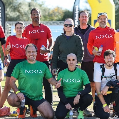 Employees in Nokia t-shirts