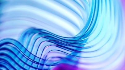 Abstract blue and purple flowing waves with gradients and fluid motion background