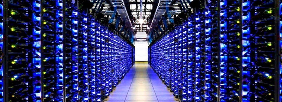 Interior of an AI and cloud data center