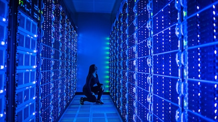 women in server room