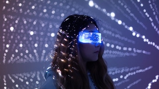 Woman wearing AR glasses