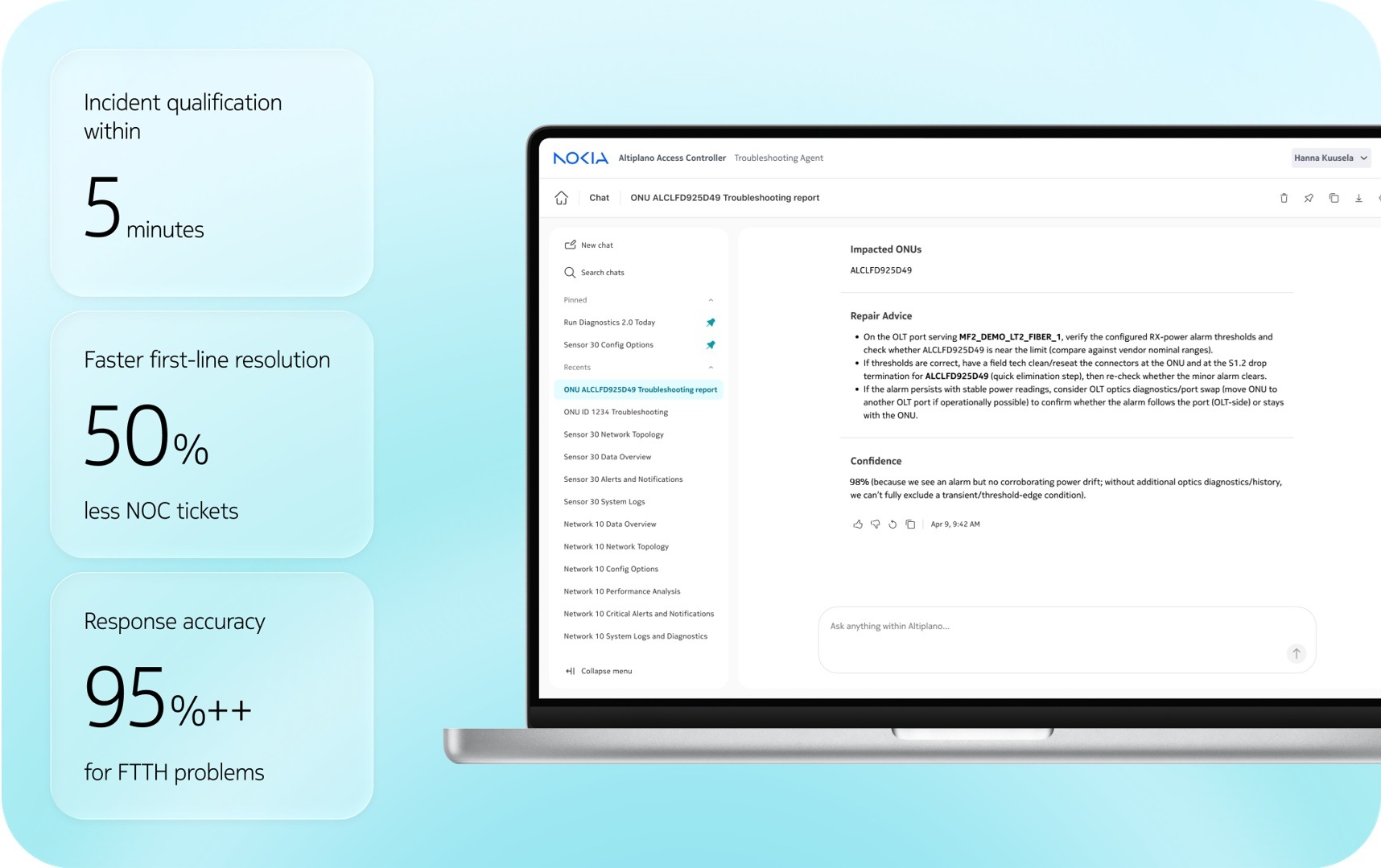 Screenshot of Troubleshooting Agent report window