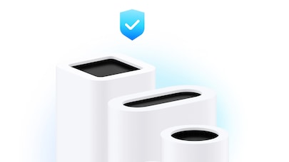 Nokia home broadband devices with shield icon above