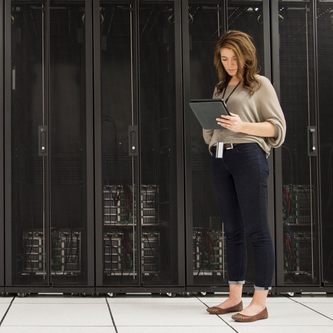women in server room