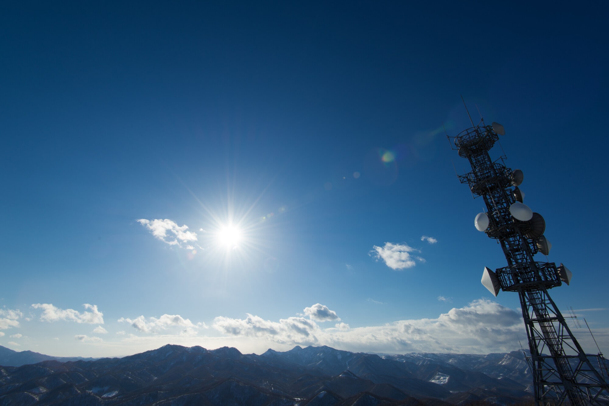 Base station on the mountain in the sunny day