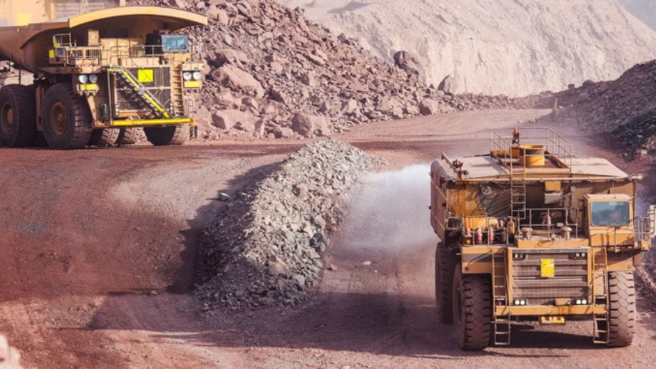 Trucks working in a mine