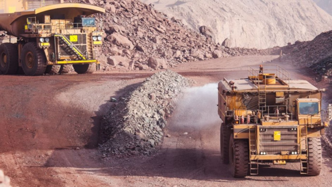 Trucks working in a mine