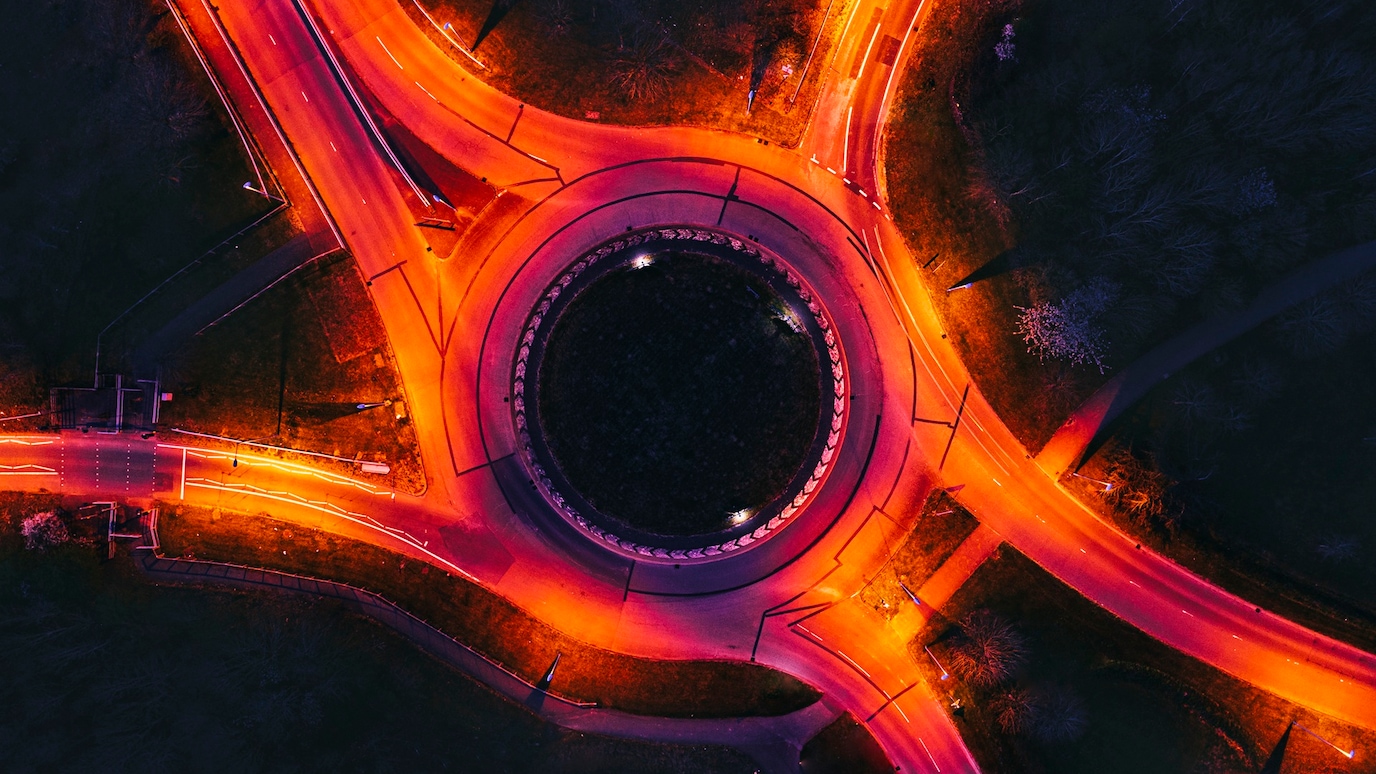 road circle at night
