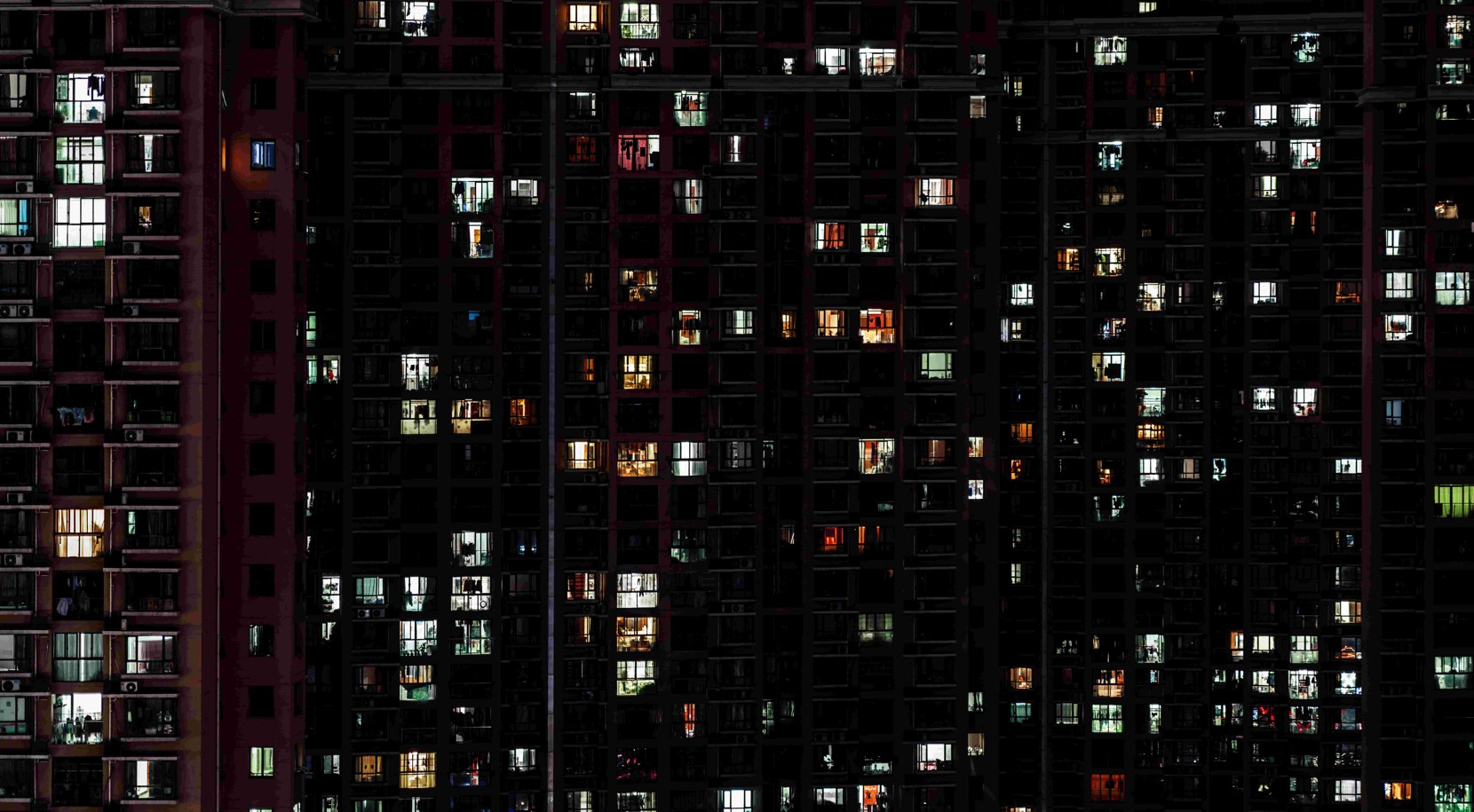 Block of flats during the night