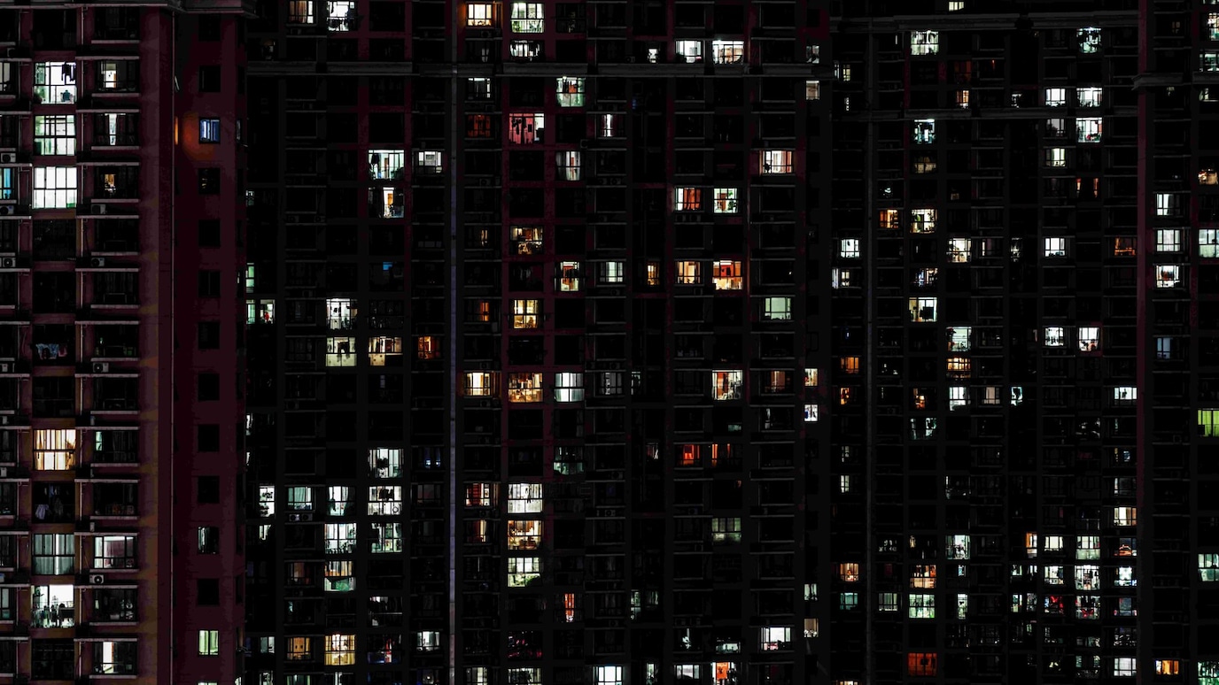 Block of flats during the night