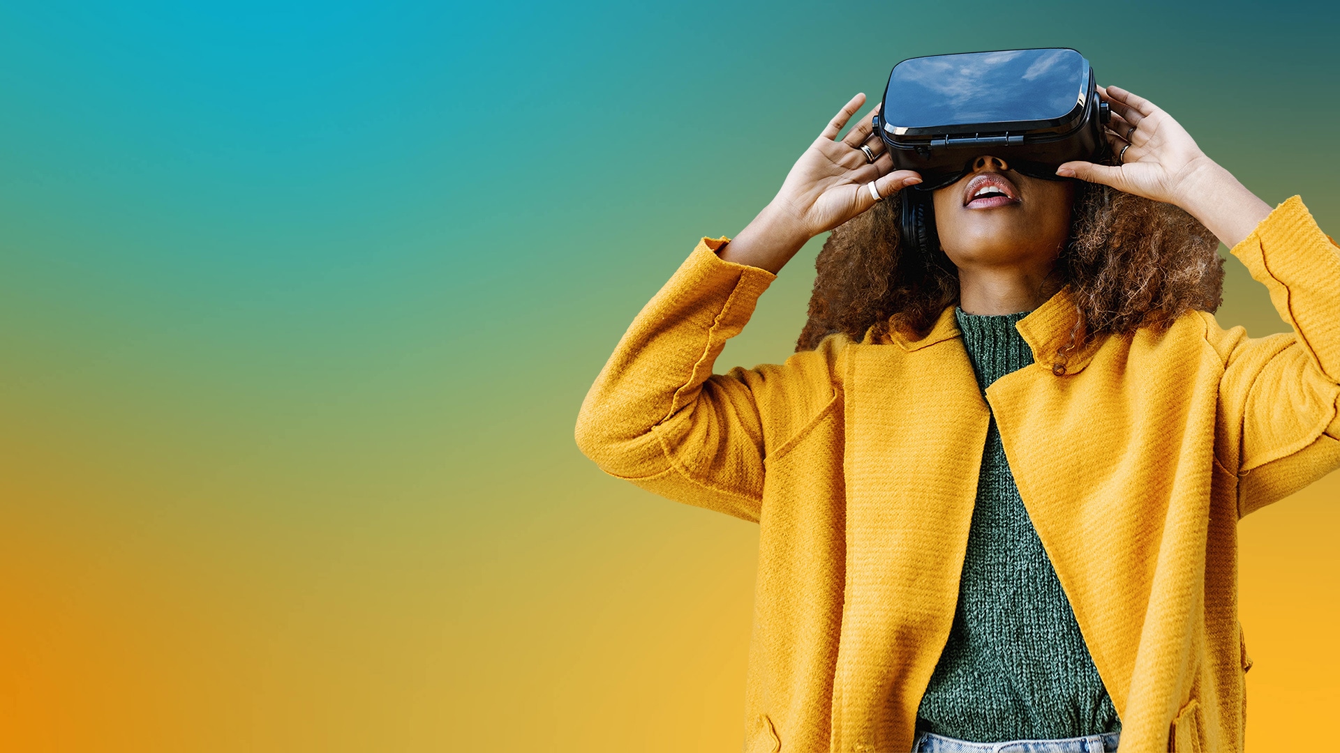 Woman wearing VR headset