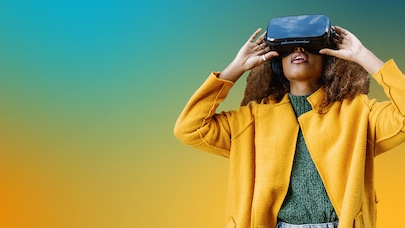 Woman wearing VR headset