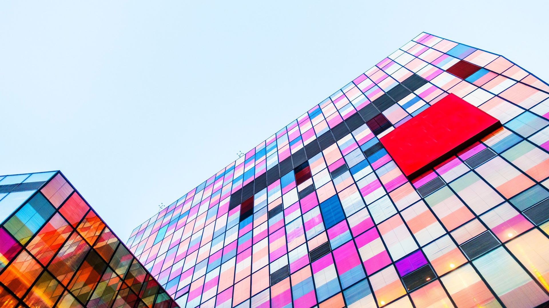 Office block with multicoloured windows