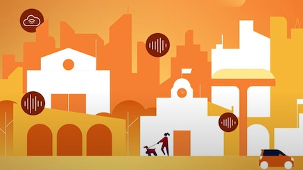 Graphic of residential city scene
