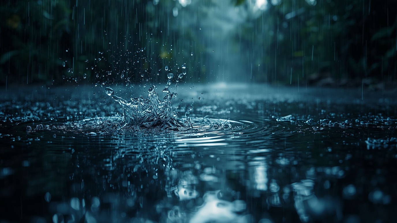 Rainforest rain to emphasize immersive haptic
