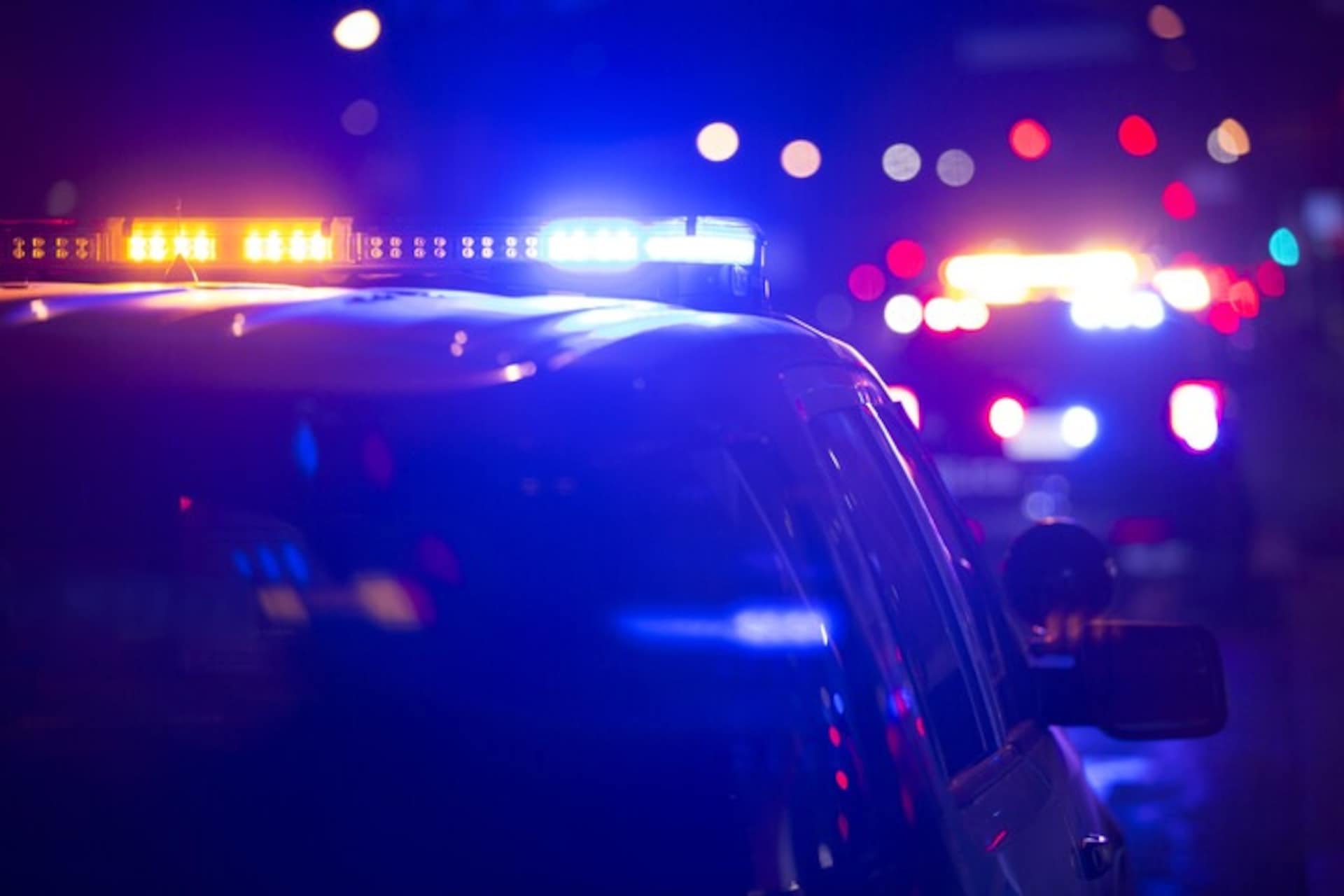 police cars at night