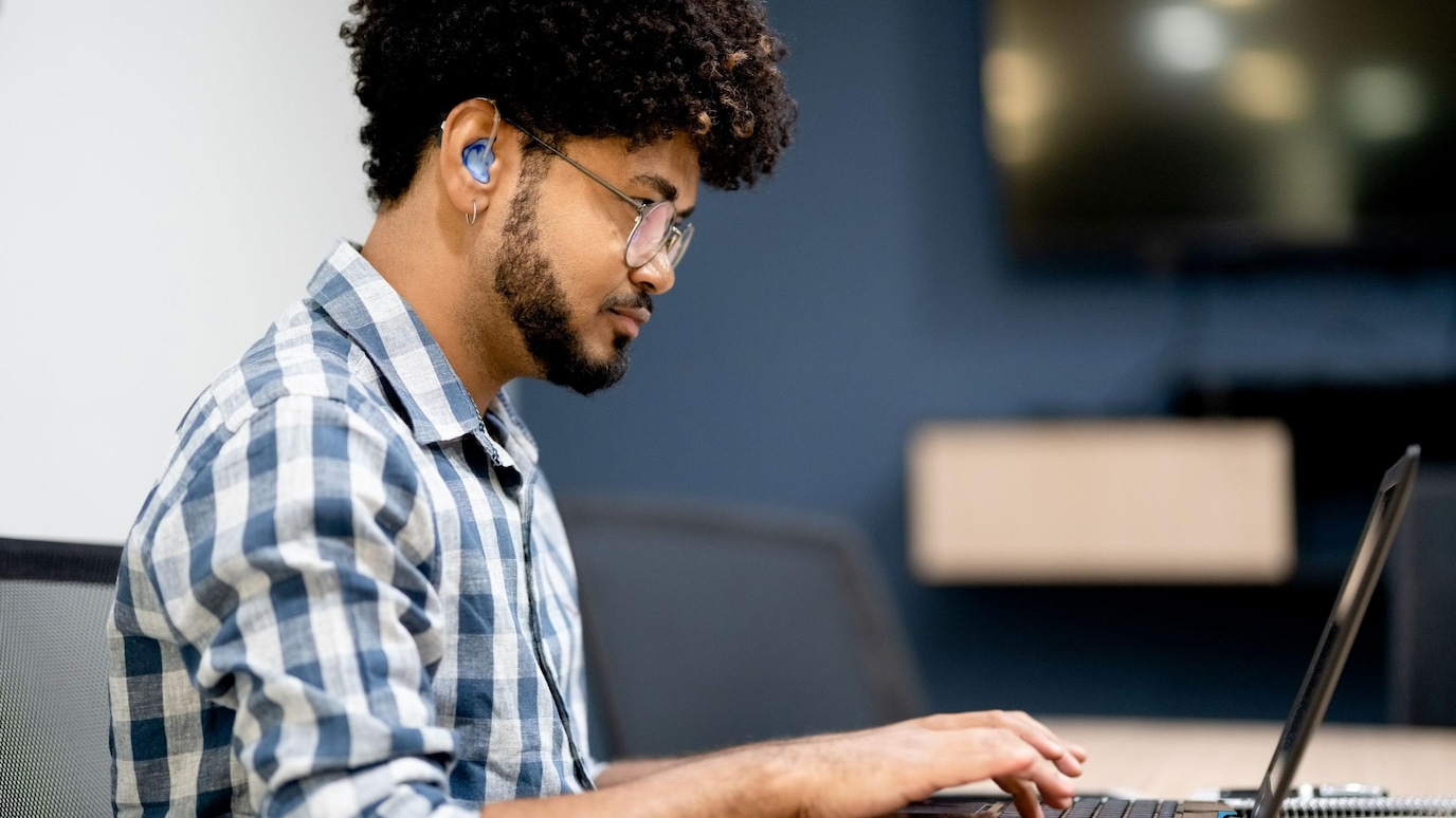 A person working on a computer