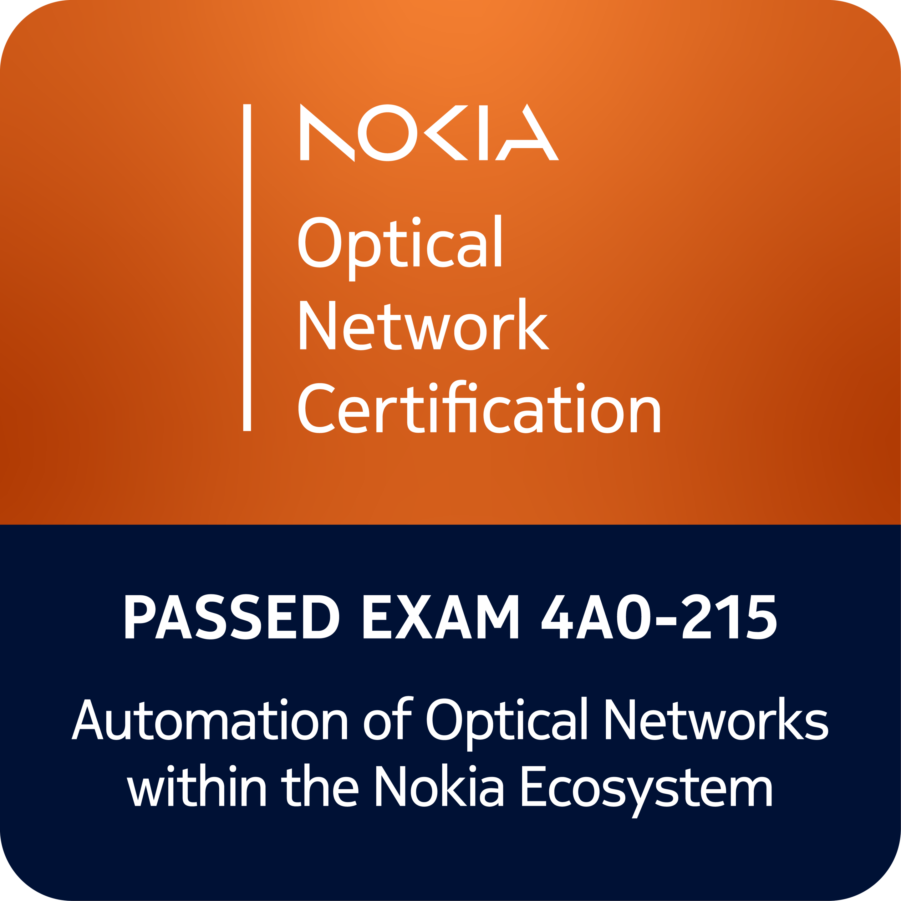 Optical Automation exam badge