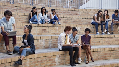 college students groups sitting and talking