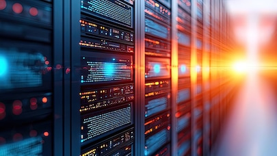 server racks with light ray