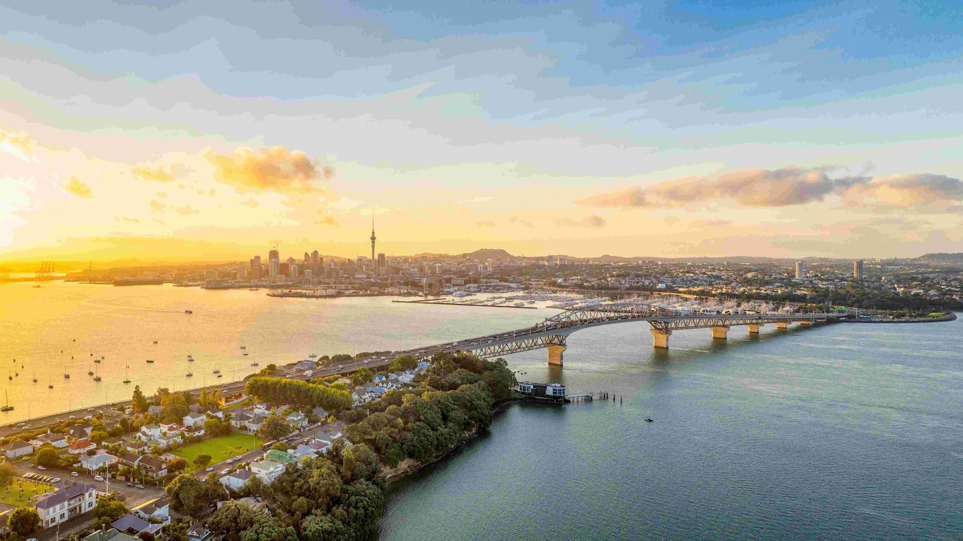 sunset and city view